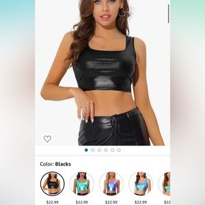 black leather crop top